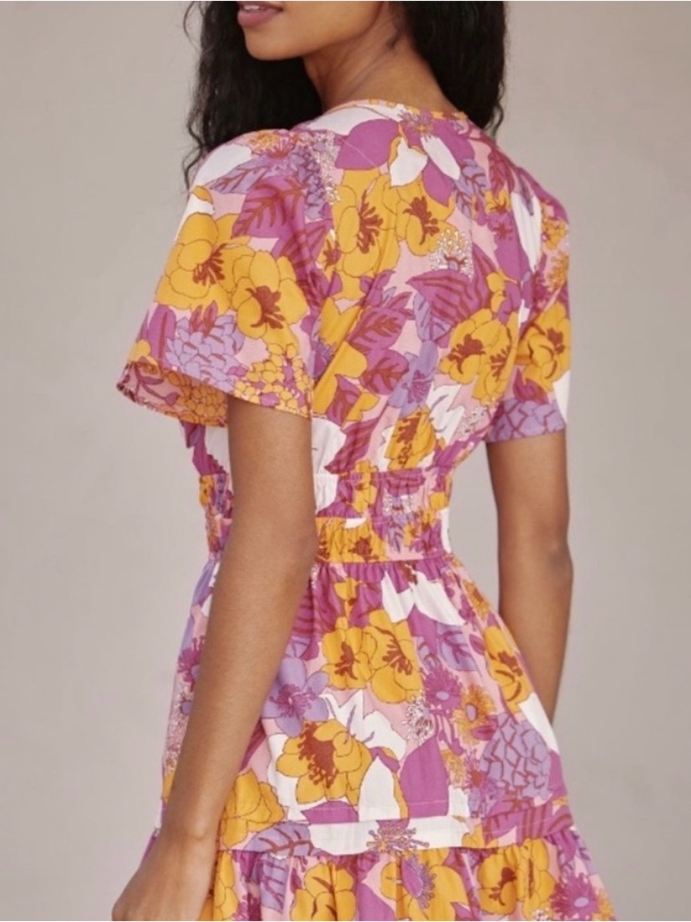 Anthropologie Somerset Mini Dress in Pink / Orange Floral - M - Picture 2 of 6